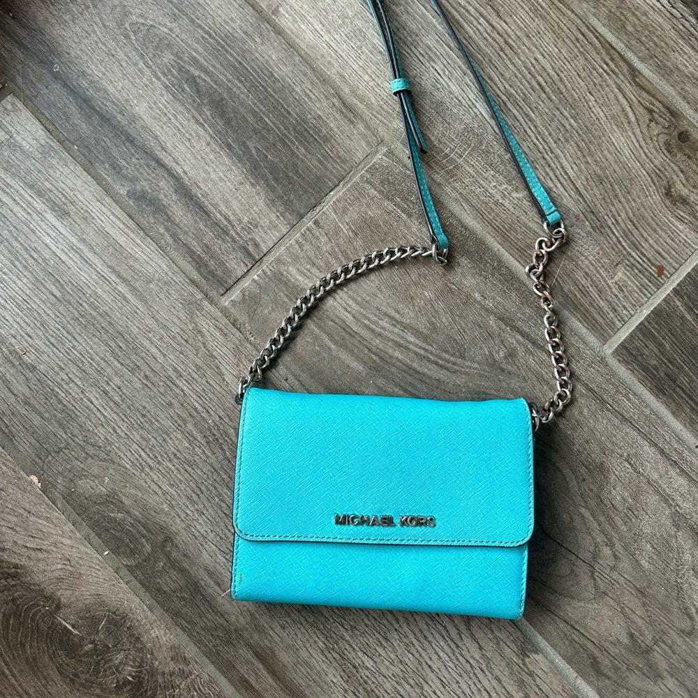 Teal Michael Kors crossbody bag or clutch